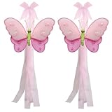 Dark Pink  Fuchsia  Green Pink Hailey Butterfly Curtain Tieback Pair Set tiebacks holder sheer tie backs nylon nursery bedroom girls room ceiling wall decor wedding birthday party baby bridal shower