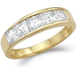 41VFgOSkx5L. SL160  Solid 14k Gold Princess Cut Channel Set CZ Cubic Zirconia Wedding Band Ring 2.0 ct