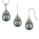 Drop Black Pearl Pendant & Black Pearl Hook Earrings Gift Set
