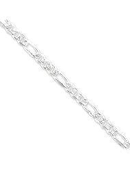 .925 Sterling Silver 5.5mm Pave Flat Figaro Link Chain