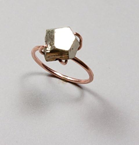 14k Rose Gold Pyrite Chunk Ring