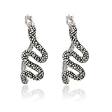 Sterling Silver Marcasite Snake Click Earrings