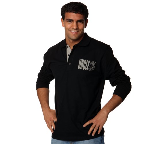 Uncle Sam - Langarm Poloshirt 608401 Schwarz
