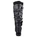 Generation Y Women's Knee High Boots Strappy Ruched Faux Leather Adjustable Buckles Knitted Calf