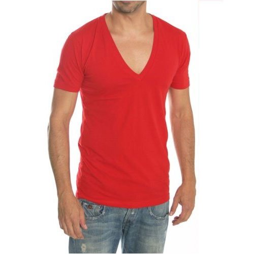 American Apparel Sheer Jersey Short Sleeve Deep V-Neck Shirt