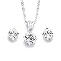 CHIC NC1040/1/NC1041/3D - Collar de mujer de plata de ley con 3 cristales de swarovski, 46 cm