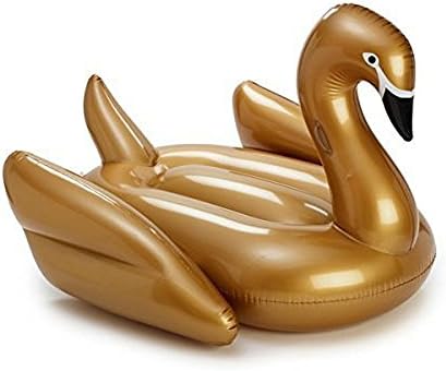 VKT Giant Inflatable Golden Swan Pool Floats 76" - Outdoor Swimming Pool Large Floatie Lounge For Adults &amp; Kids