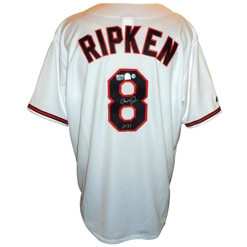 Cal Ripken Jr. Autographed Baltimore Orioles (White #8) Majestic Jersey w/ 