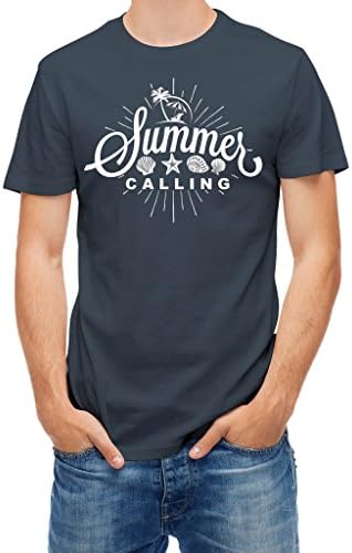 T shirt summer surf holidays sea shell beach fun Denim M