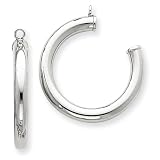 14k White Gold Polished Tube Hoop Earring Jackets