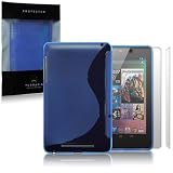 Asus Google Nexus 7 Blue S Curve TPU Gel Skin Case / Cover + 2-in-1 Screen Protector Packby Terrapin