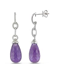 14k White Gold Amethyst and Diamond Earrings (.33 cttw, G-H Color, SI Clarity)