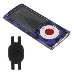 Purple Leopard Design Hard Shell Case for Apple iPod Nano 5th Generation with Shoe Silicone Pouch for Nike+ iPod Sensor (iPod NOT Included)