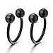 KARAY Stainless Steel Bead Half Hoop Huggie Hinged Earrings for Men Women (10mm, Black)