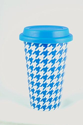 Yedi Houseware Classic Coffee and Tea 11-ounce Houndstooth Mug, Blue