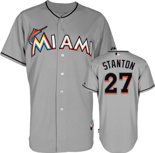 Mike Stanton Jersey: Miami Marlins #27 Road Grey Authentic Cool Baseâ