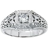 14K White Gold Created Moissanite Ring