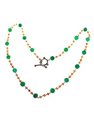 Diamond Pave Gemstone Beads Chain Necklace Silver Fashion Jewelry