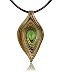 Akuamarina Collier a pendentif feuille en verre de Murano Vert