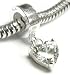 Queenberry (Free S/H) Sterling Silver Love Heart Clear Cz Dangle Bead Charm Birthstone April For Pandora Troll Biagi Chamilia European Charm Bracelets