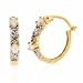 Vermeil (24k Gold over Sterling Silver) Genuine Diamond Accent and Simulated White Opal Double X and O Hoop Earrings