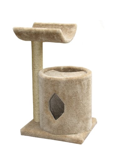 Molly and Friends “Cradle Condo” Premium Handmade 2-Tier Cat Tree with Sisal, Model 36, Beige