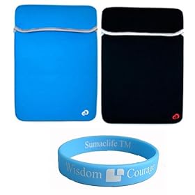 Black - Blue Reversible 2 Side Soft Sleeve for 13.3 Inch ASUS UL30A-X2 MSI X320-037US Sony VAIO VGN-SR410J/B Toshiba Ultra Portable Satellite U505-S2940 Acer Aspire Timeline AS3810T-8640