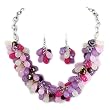 Thick Purple Beaded Necklace and Earrings Set Fashion Jewelry