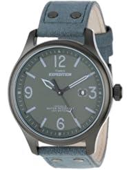 Timex Unisex T499379J  Expedition Military Field Black Dial, Slate Blue Ultra Suede Slip Thru Strap Watch
