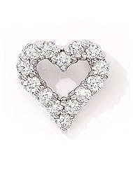 14K White Gold Diamond Heart Pendant With 18 Inch Rope Chain