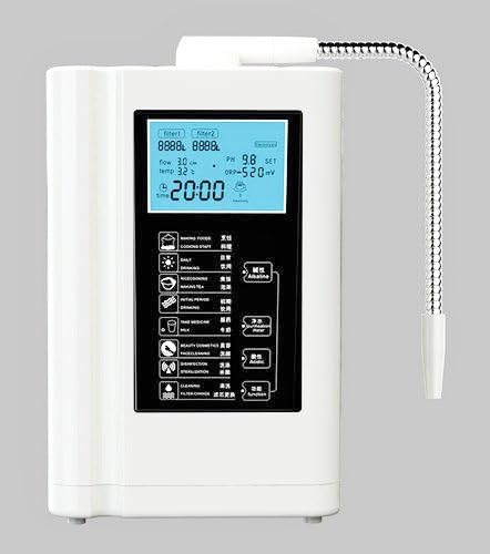 Multifunctional High Tech Alkaline Water Ionizer Combo, Free Extra Replacement Filter, 2 Heavy Metal Screen Tests, Elegant Finish, Small Footprint, White