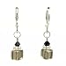 Earrings - E203 - Crystal Cube ~ Blk Diamond & Jet (Blk & Gray)