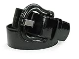 Ladies Western Buckle High Waist Wide Patent Fashion Plain Leather Belt