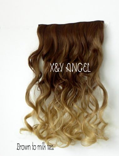 New Colorful Highlight Two Tone Curly Beauty Women Synthetic Hair Extension Jf666 (Brown to milk tea)
