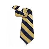 Stripe Classic College Woven Clip on Tie , Yellow and Navy