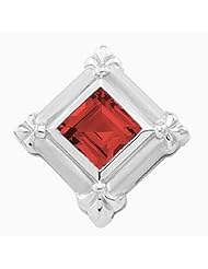 14K White Gold Princess Cut Chatham Created Ruby Pendant -- LIFETIME WARRANTY