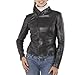 Jessie G. Women's Glazed Leather Moto Jacket - Black M