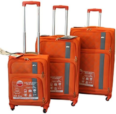 EZ Luggage Light Weight Travel Suitcase Gear 3pc Luggage (Orange )