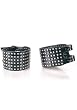 Round Multi Row Studded Ankle Double Cuff (Black-1)