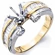 14Kt Two Tone Gold Diamond Engagement Ring, Semi-Mount Setting