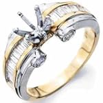 14Kt Two Tone Gold Diamond Engagement Ring, Semi-Mount Setting
