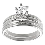 Tressa Silvertone Round-cut Cubic Zirconia Ring Set