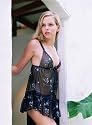 2 PC. Flowers vine babydoll with tie front, and matching G-string.