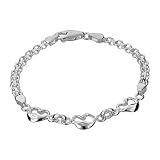 Sterling Silver Bismarck Bracelet with Hearts 7