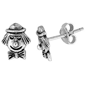 Tiny Sterling Silver Clown Face Stud Earrings