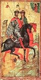 Graduation Gift. Russian Fine Art Print. Icon of Saints Boris and Gleb on Horseback.