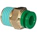 SMC KR Series Brass Flame Resistant Push-to-Connect Tube Fitting, Connector with Sealant, 1/2" Tube OD x 1/2" NPT Male