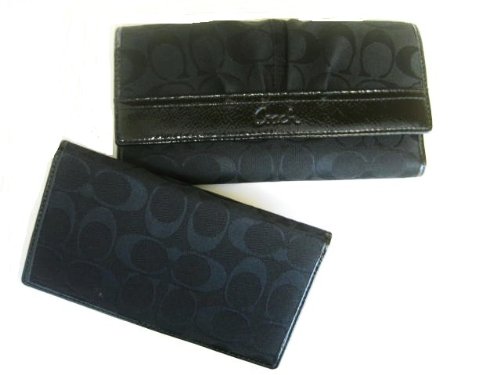 Coach Soho Pleated Signature Checkbook Wallet in SV/Black/Black