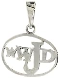 Sterling Silver Oxidized Encircled WWJD What would Jesus do Pendant, 9/16 (15mm) tall
