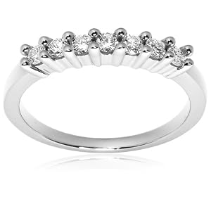 14k White Gold 7-Stone Diamond Ring (1 3 cttw, H Color, SI2 Clarity), Size 6 by